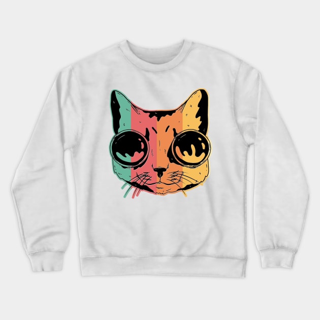 Steampunk Goggles Cat Retro Vintage Hip Kitty Crewneck Sweatshirt by gillys